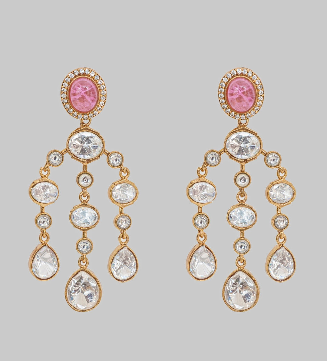 Gold Finish Moissanite String Earrings Zevar By Geeta - Fabilicious Fashion
