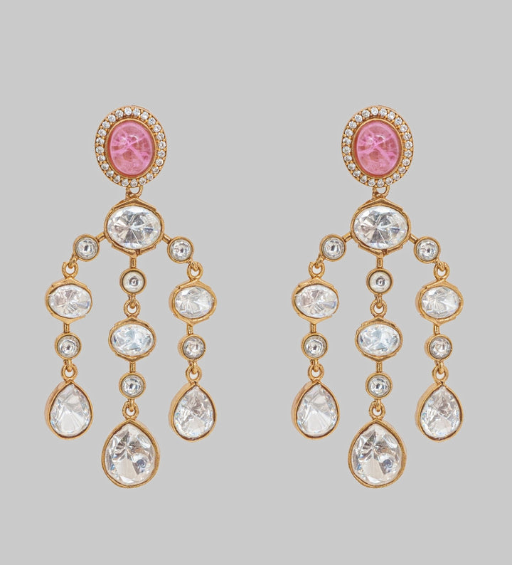 Gold Finish Moissanite String Earrings Zevar By Geeta - Fabilicious Fashion