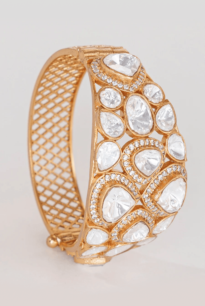 Gold Finish Openable Moissanite Kadas Zevar By Geeta - Fabilicious Fashion