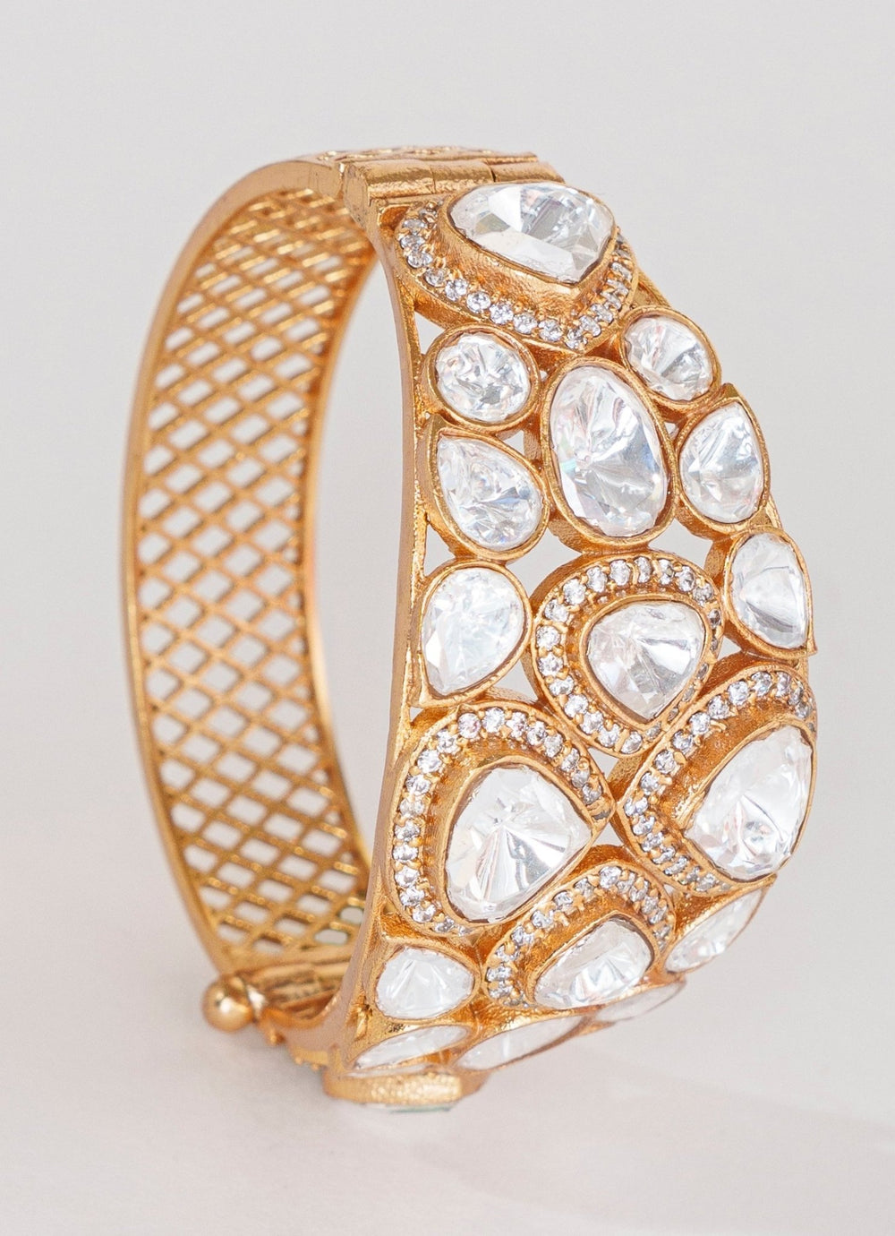 Gold Finish Openable Moissanite Kadas Zevar By Geeta - Fabilicious Fashion