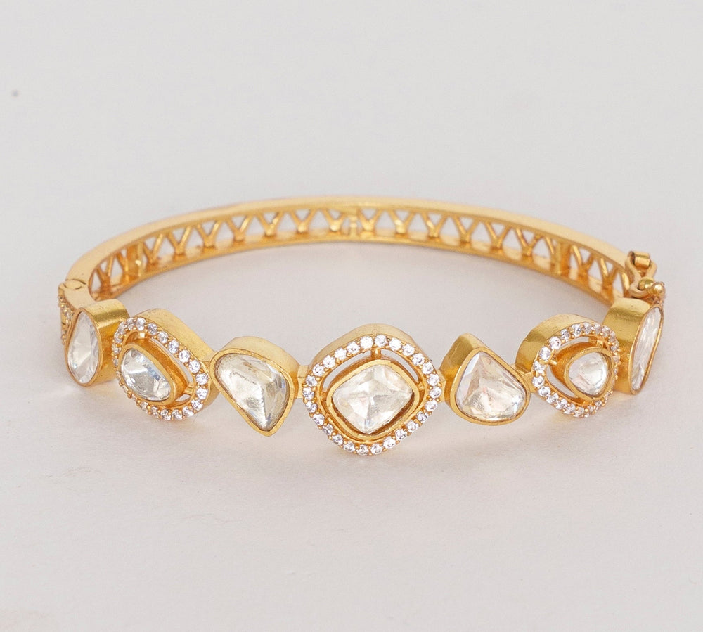 Gold Finish Polki Kada Set Zevar By Geeta - Fabilicious Fashion