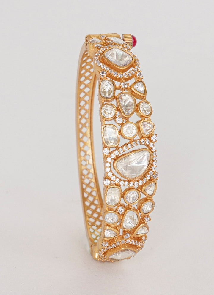 Gold Finish Polki Kadas Zevar By Geeta - Fabilicious Fashion