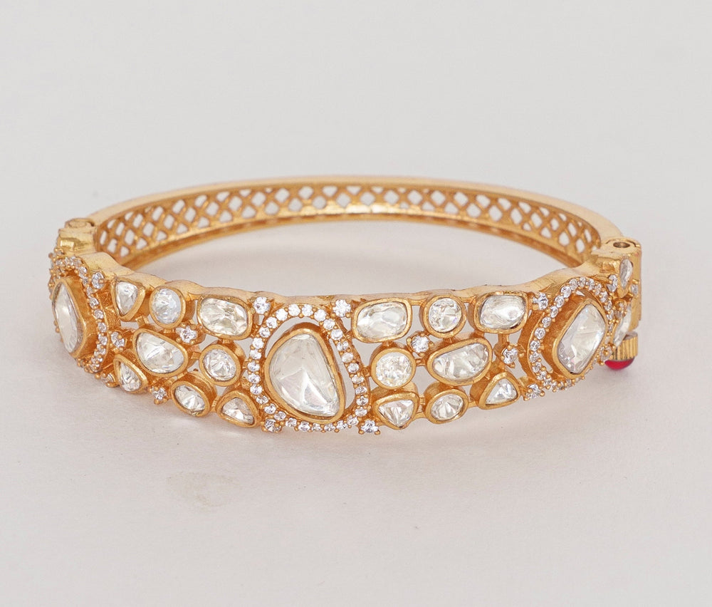 Gold Finish Polki Kadas Zevar By Geeta - Fabilicious Fashion