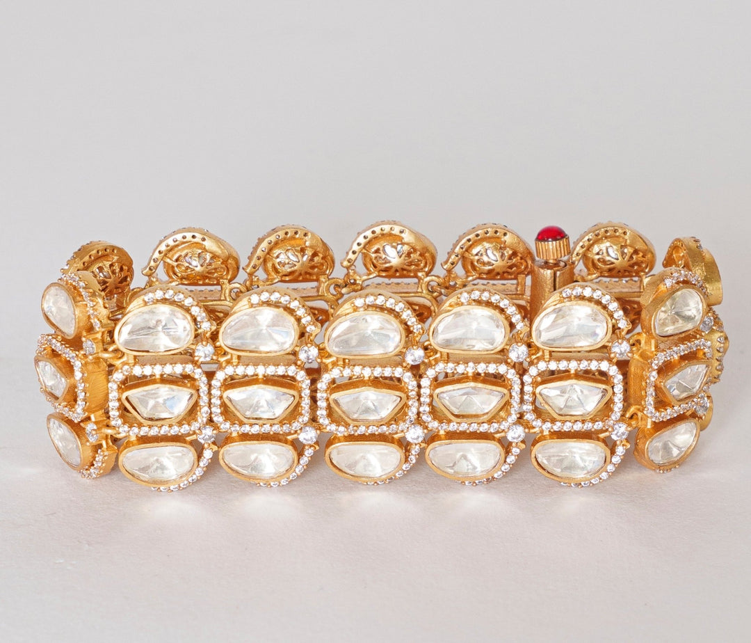 Gold Finish Polki Kadas Zevar By Geeta - Fabilicious Fashion