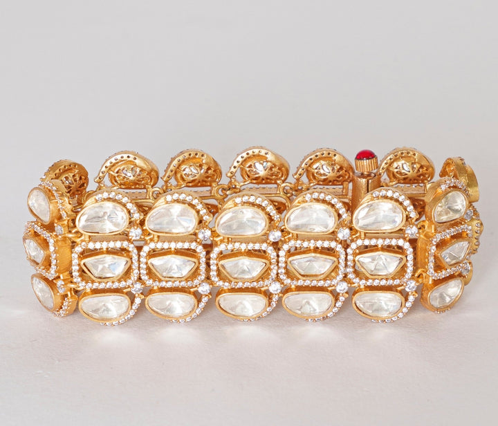 Gold Finish Polki Kadas Zevar By Geeta - Fabilicious Fashion