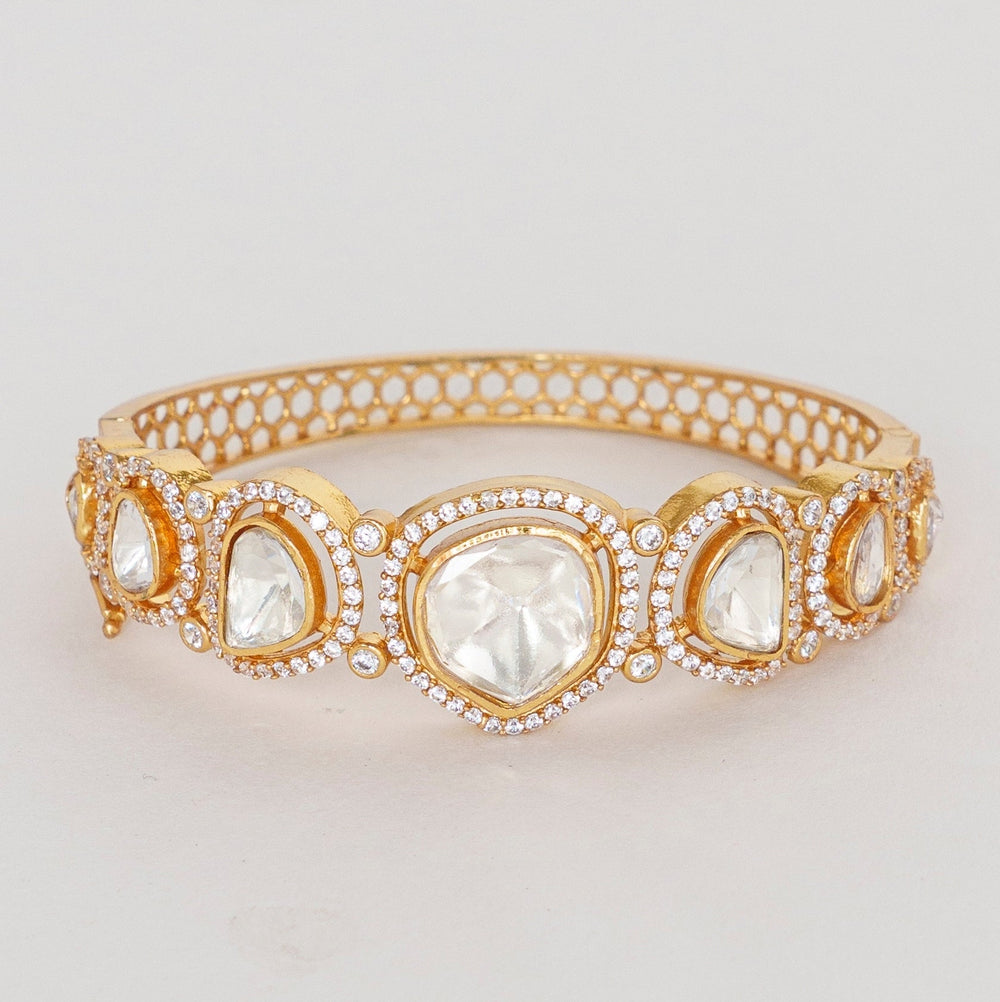 Gold Finish Polki Kadas Zevar By Geeta - Fabilicious Fashion