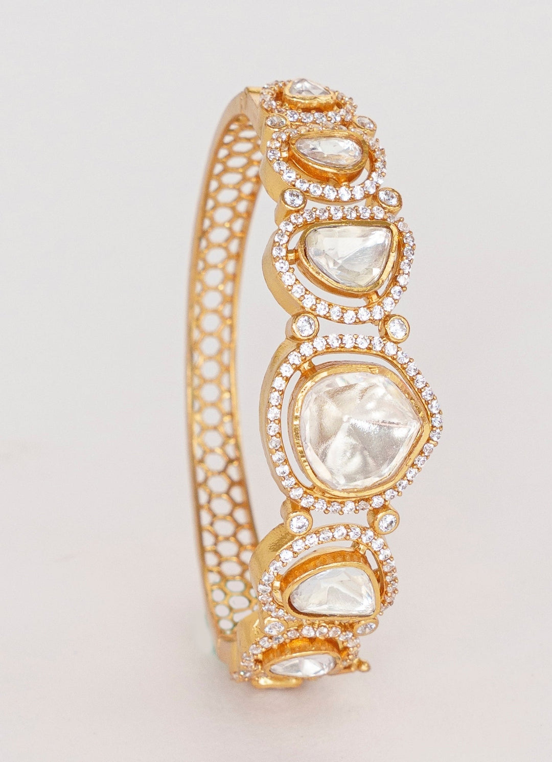 Gold Finish Polki Kadas Zevar By Geeta - Fabilicious Fashion