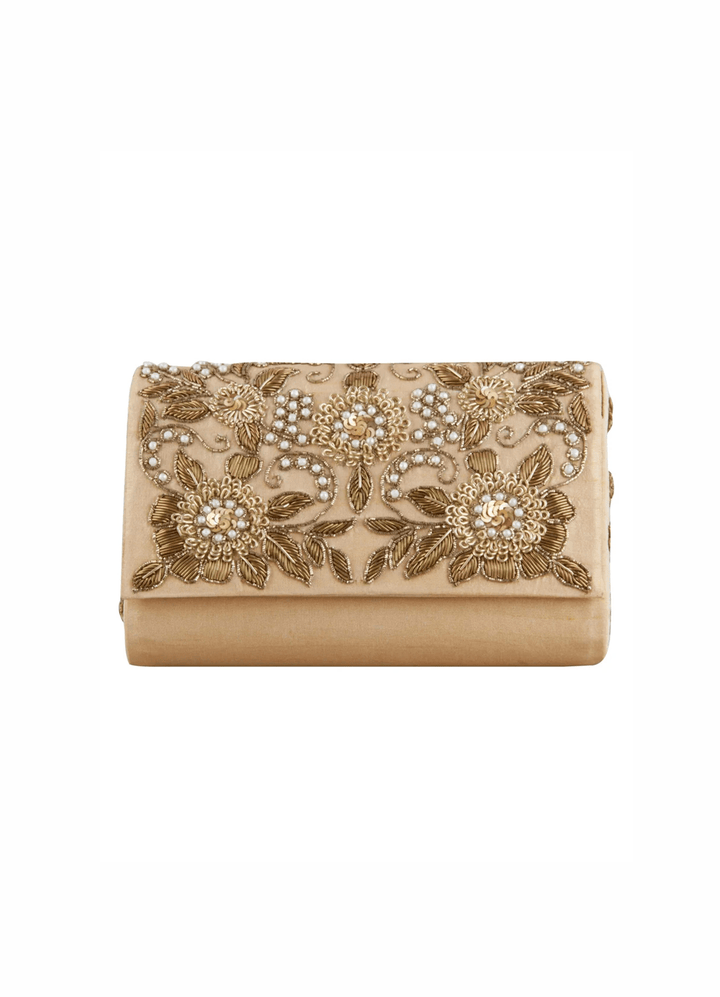 Gold Floral Clutch The Purple Sack - Fabilicious Fashion
