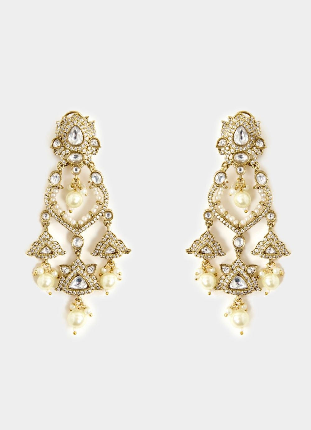 Gold Floral Dangler Earrings Vivinia By Vidhi Mehra - Fabilicious Fashion
