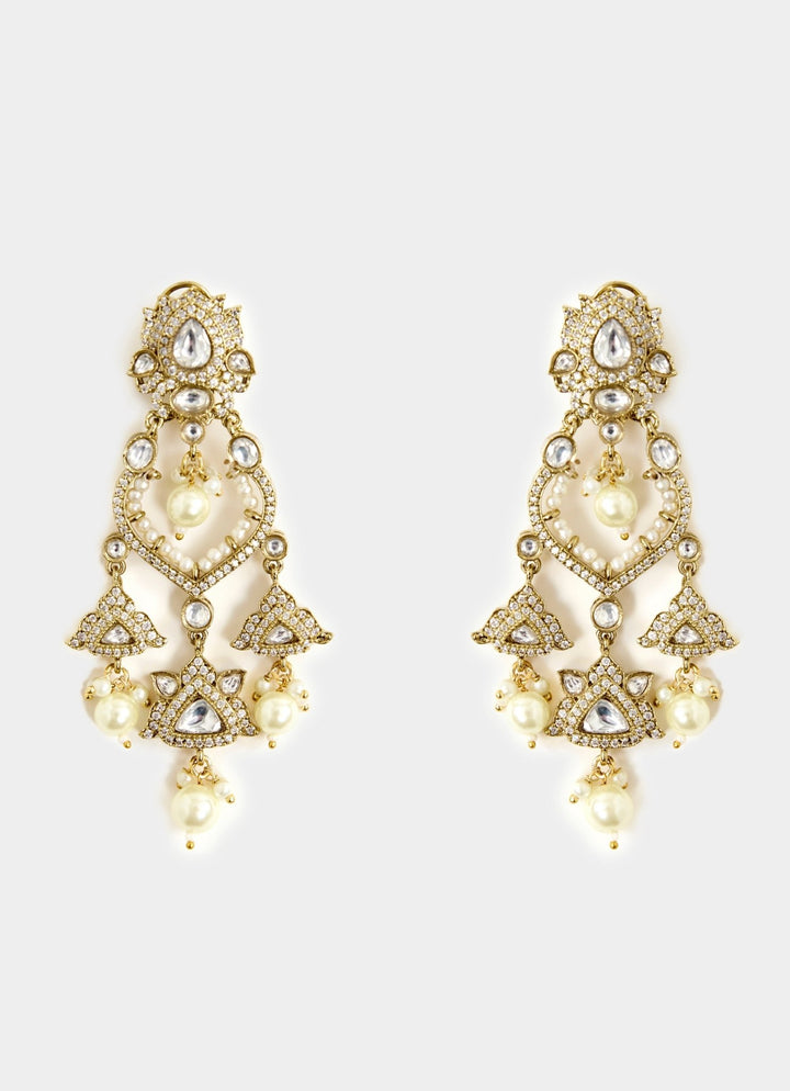 Gold Floral Dangler Earrings Vivinia By Vidhi Mehra - Fabilicious Fashion