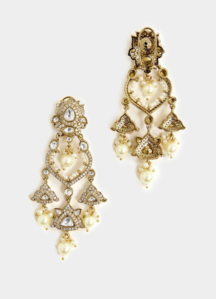 Gold Floral Dangler Earrings Vivinia By Vidhi Mehra - Fabilicious Fashion