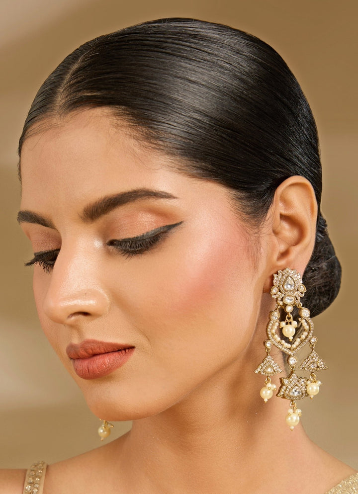 Gold Floral Dangler Earrings Vivinia By Vidhi Mehra - Fabilicious Fashion