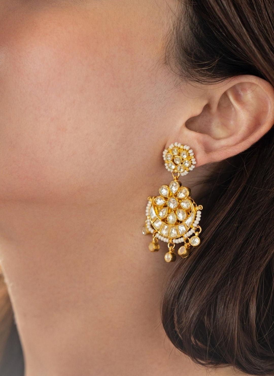 Do Taara Gold Floral Kundan EarringsFabilicious Fashion