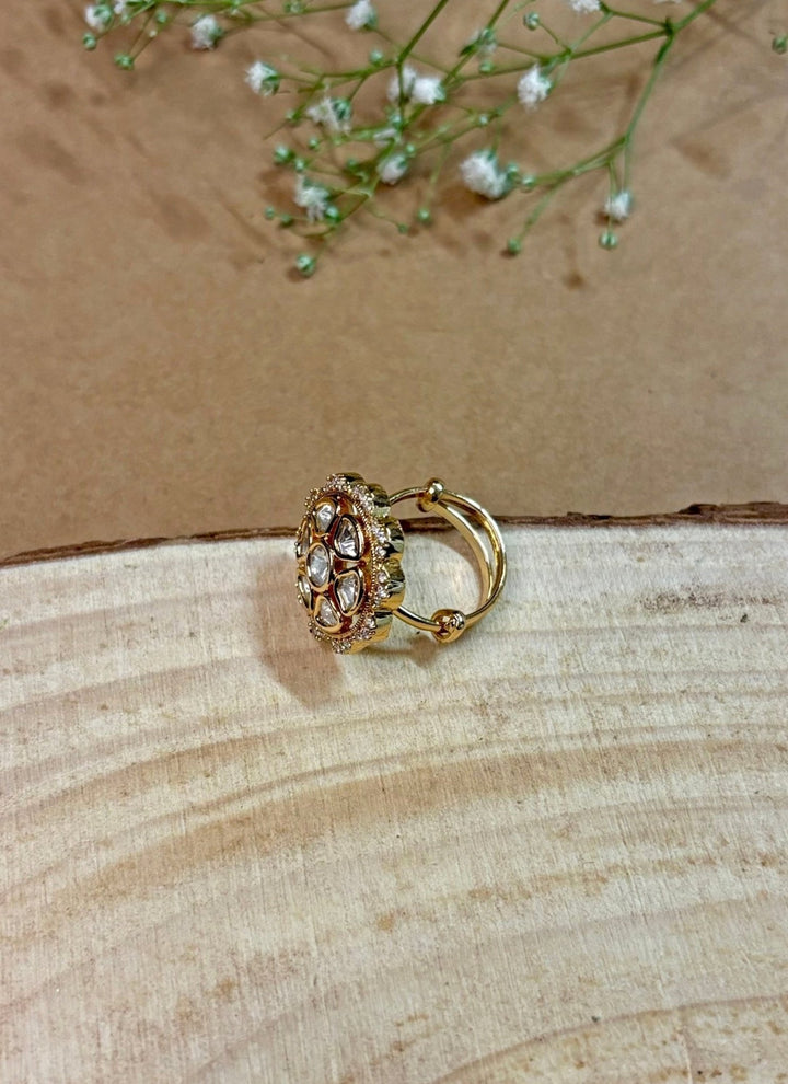 Naymee Gold Floral Kundan RingFabilicious Fashion