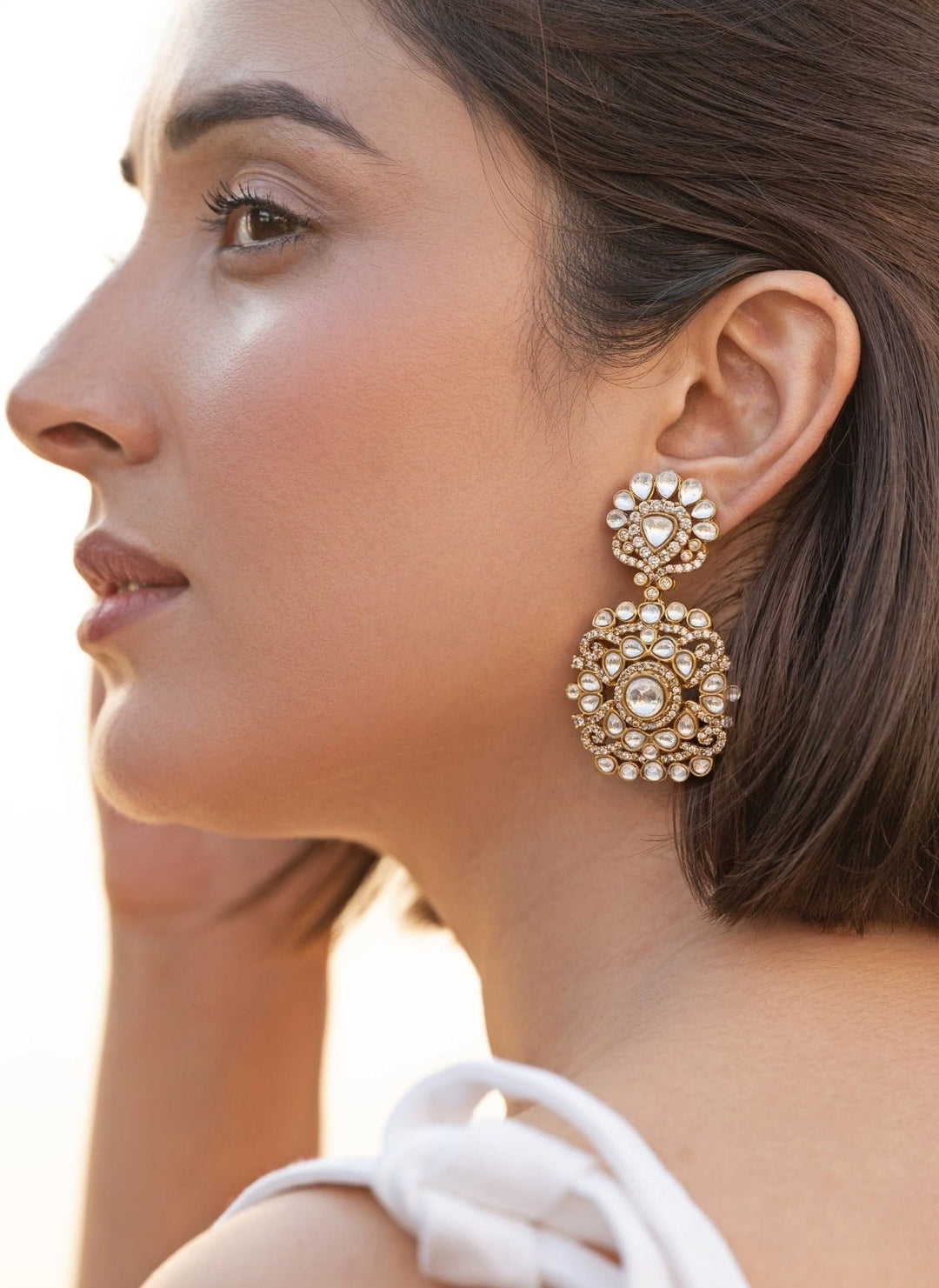 Do Taara Gold Floral Polki EarringsFabilicious Fashion