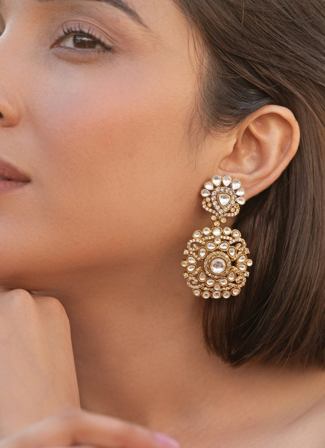 Do Taara Gold Floral Polki EarringsFabilicious Fashion