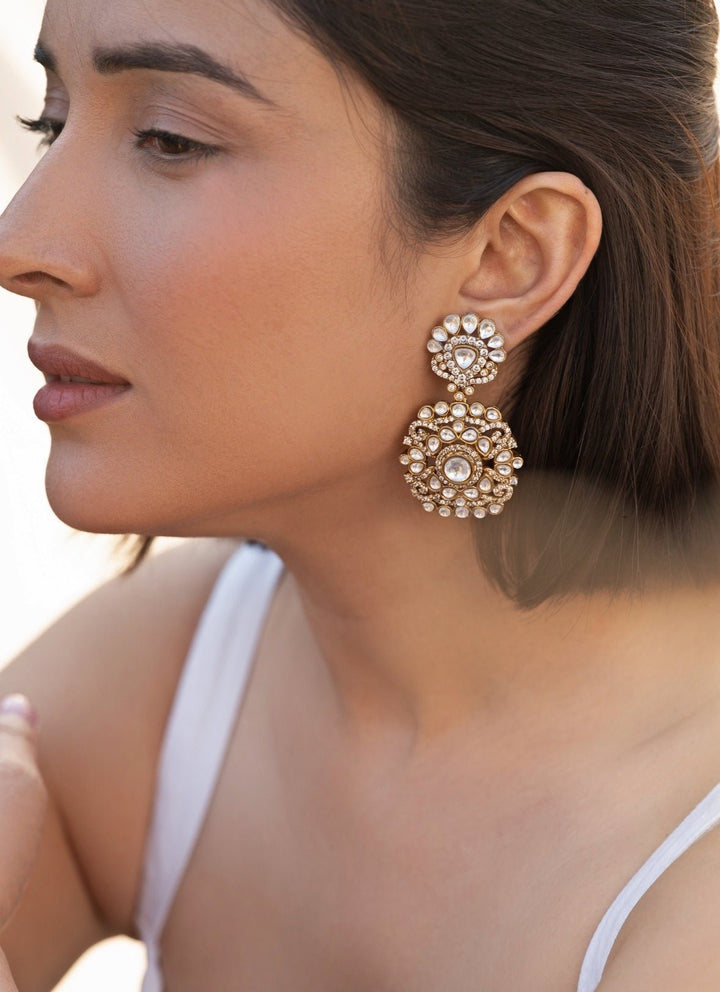 Do Taara Gold Floral Polki EarringsFabilicious Fashion