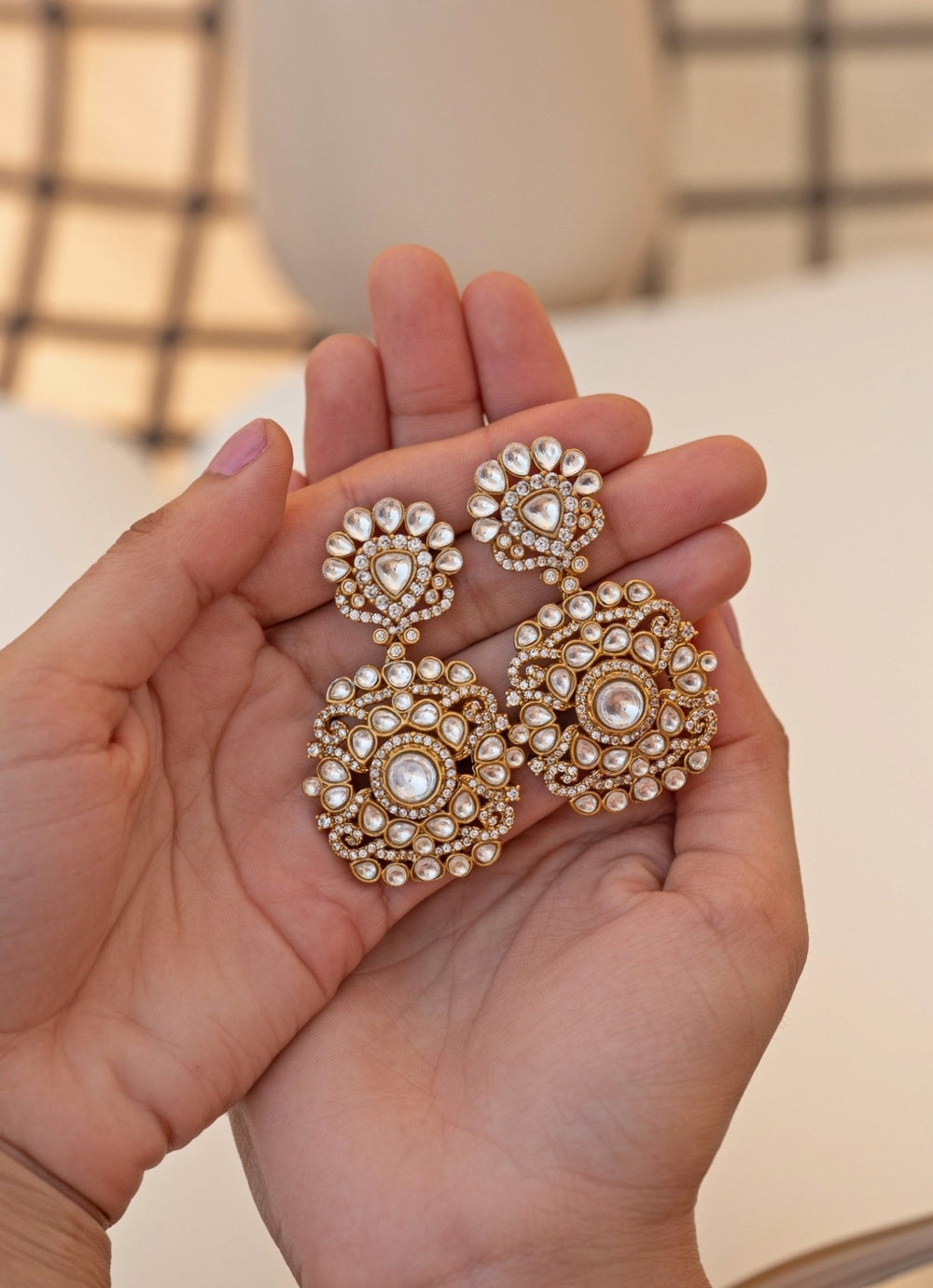 Do Taara Gold Floral Polki EarringsFabilicious Fashion