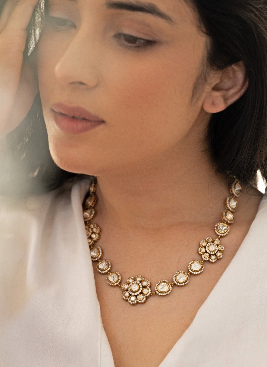 Do Taara Gold Floral Polki NecklaceFabilicious Fashion