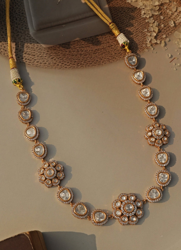 Do Taara Gold Floral Polki NecklaceFabilicious Fashion