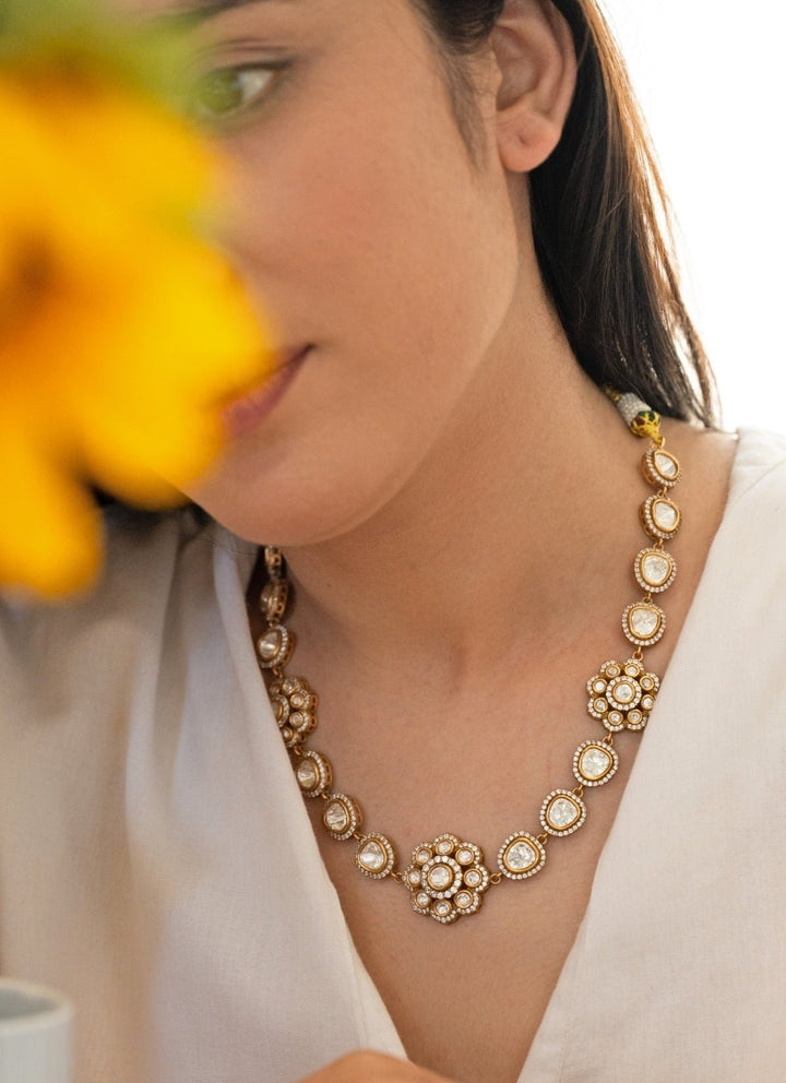 Do Taara Gold Floral Polki NecklaceFabilicious Fashion