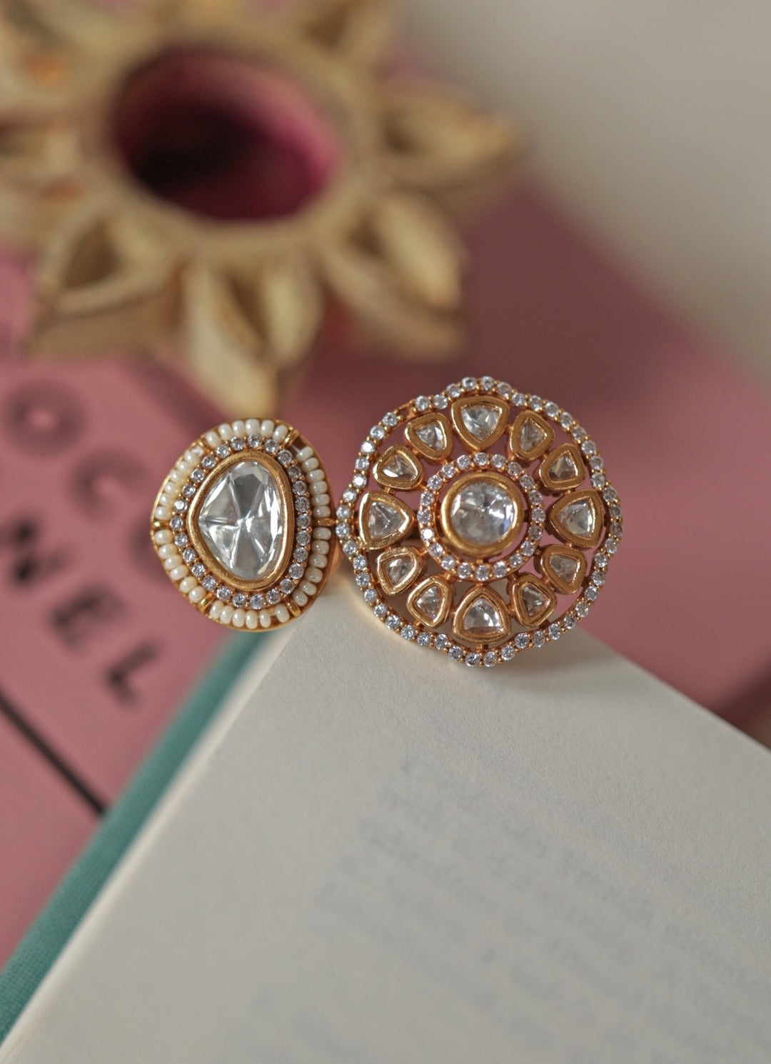 Do Taara Gold Floral Polki RingFabilicious Fashion