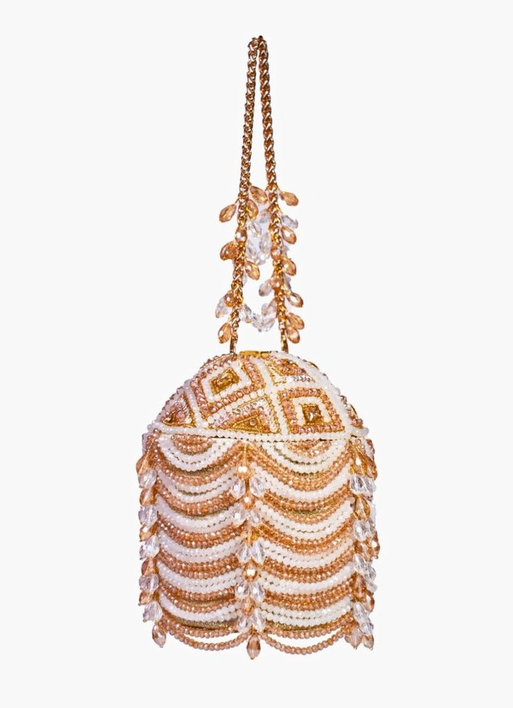 Gold Georgette Embellished Bucket Bag House of Kosha - Fabilicious Fashion