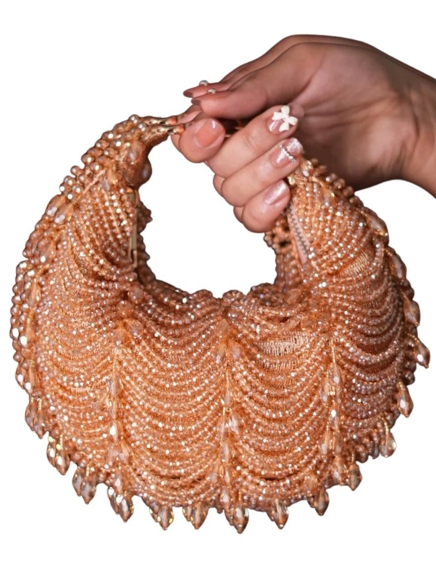 Gold Georgette Embellished Hobo Bag House of Kosha - Fabilicious Fashion