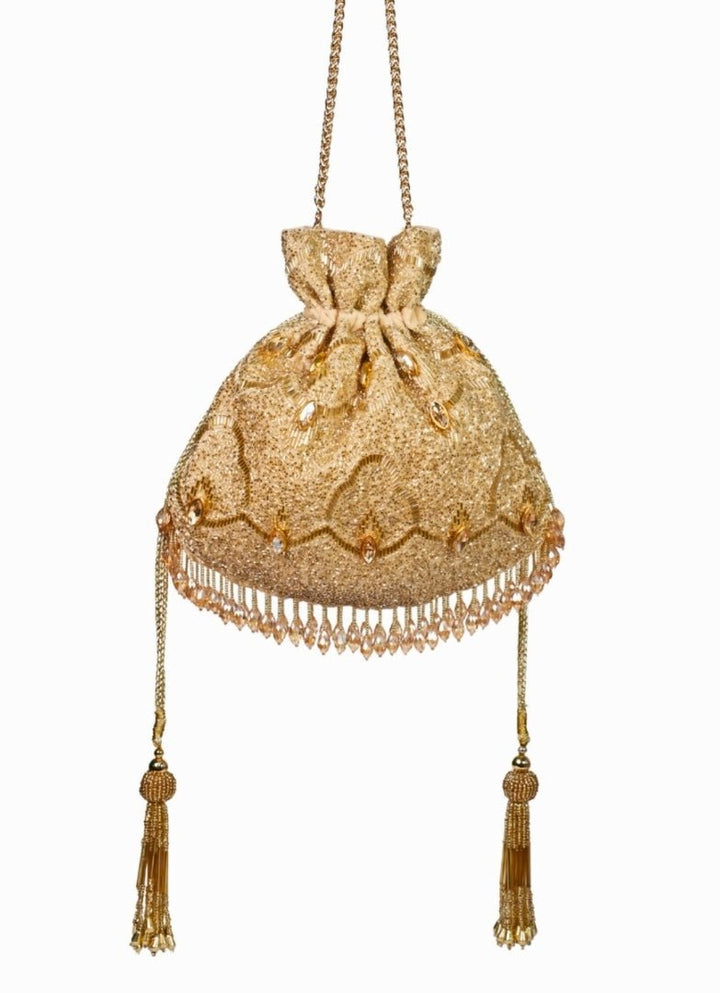 Gold Georgette Embellished Potli House of Kosha - Fabilicious Fashion