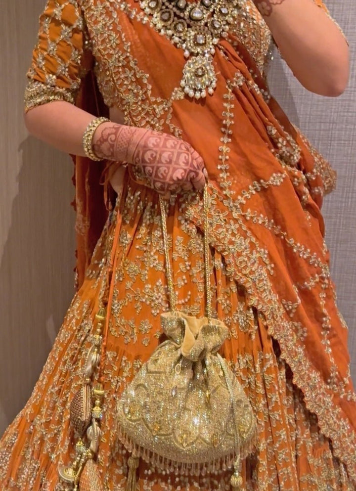 Gold Georgette Embellished Potli House of Kosha - Fabilicious Fashion