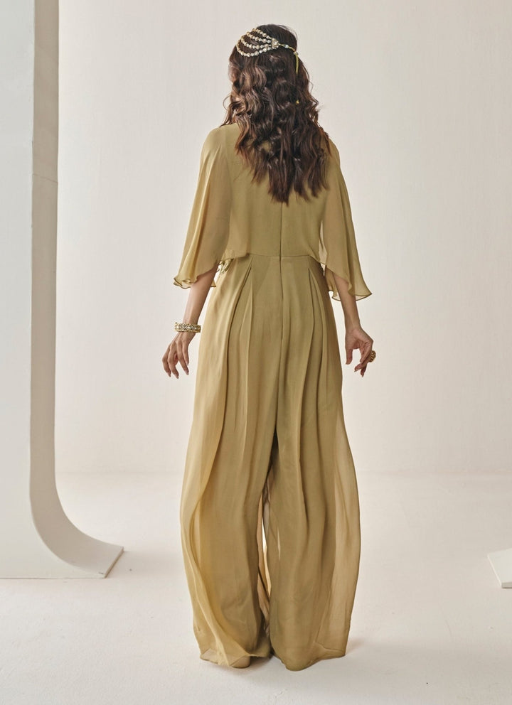 Seema Thukral Gold Georgette JumpsuitFabilicious Fashion