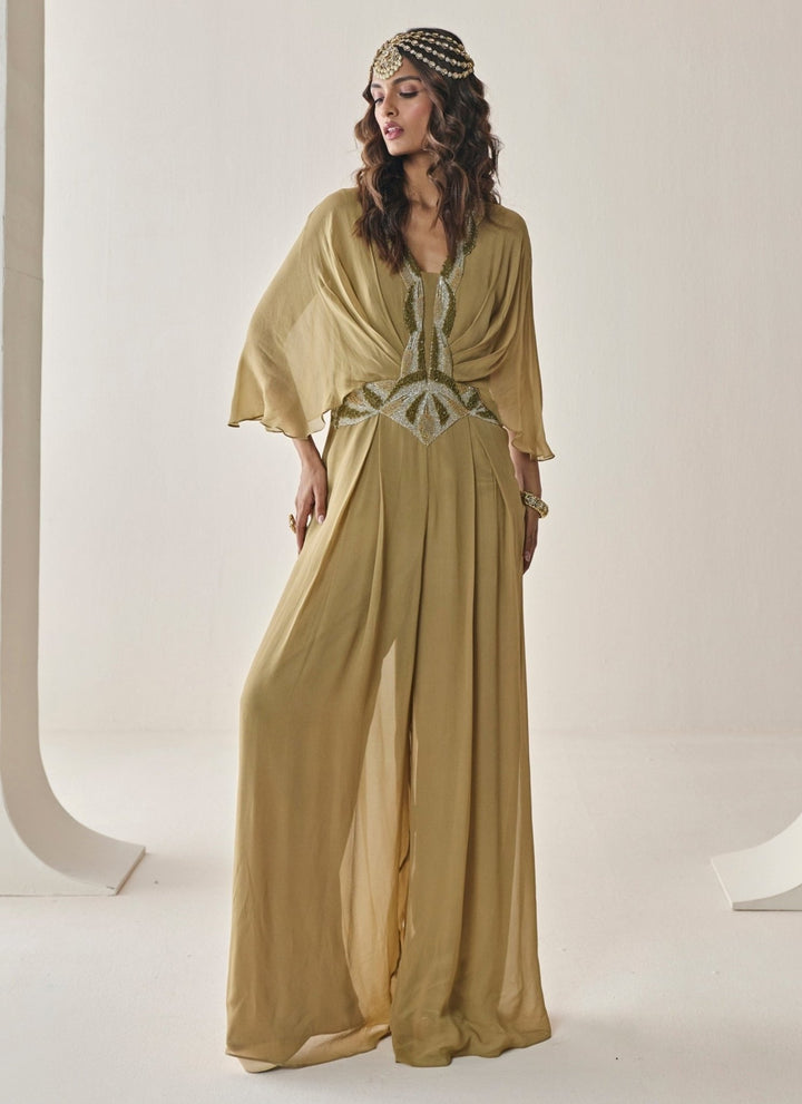 Seema Thukral Gold Georgette JumpsuitFabilicious Fashion