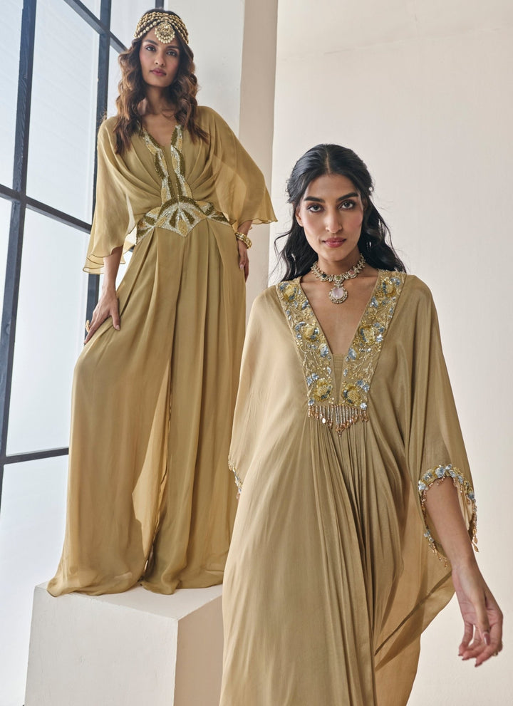 Seema Thukral Gold Georgette JumpsuitFabilicious Fashion