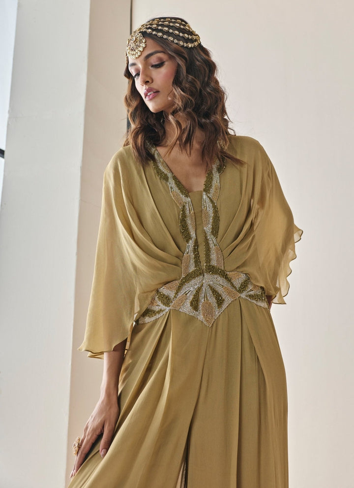 Seema Thukral Gold Georgette JumpsuitFabilicious Fashion