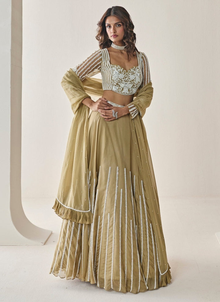 Seema Thukral Gold Georgette Lehenga SetFabilicious Fashion