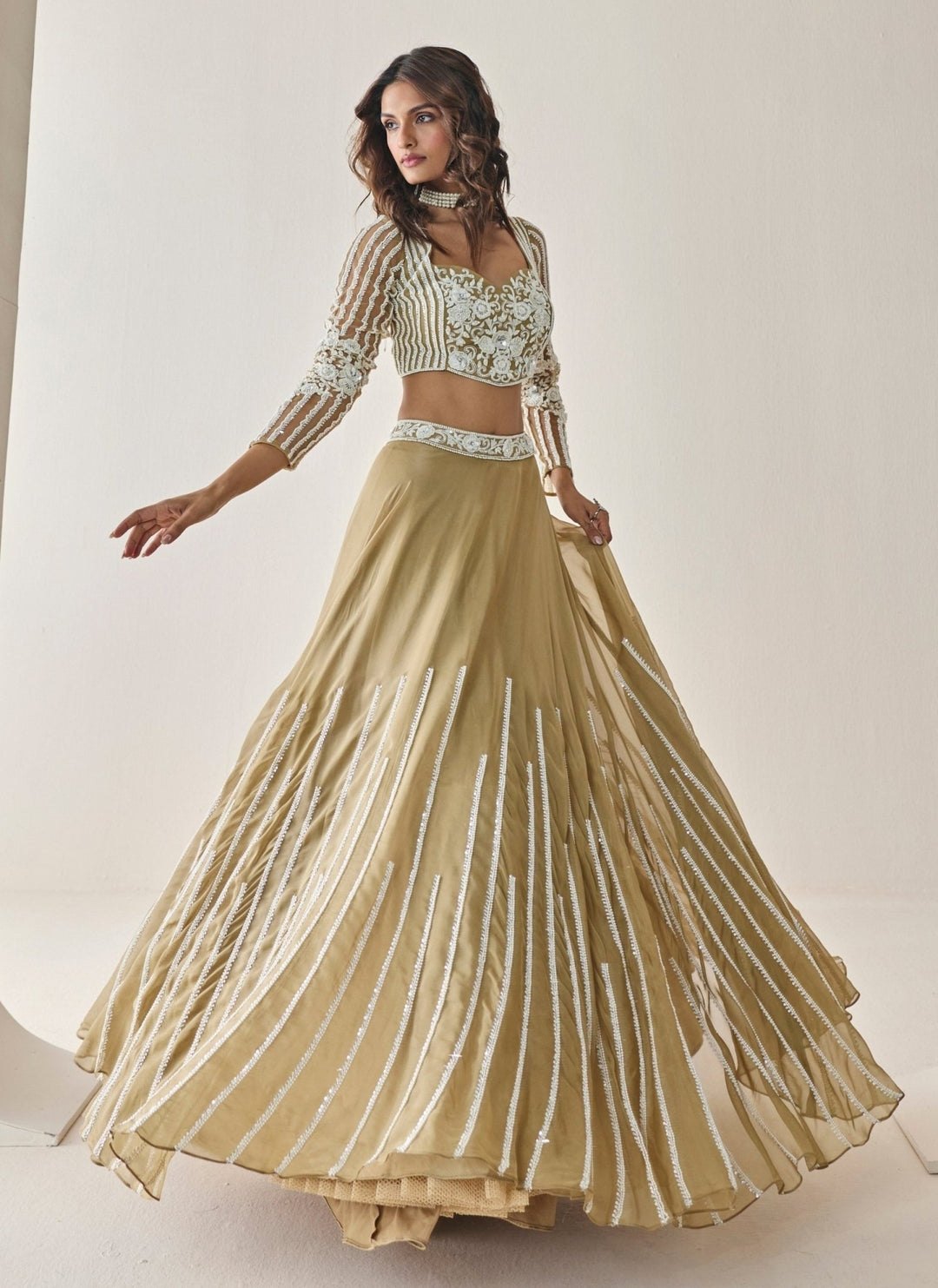 Seema Thukral Gold Georgette Lehenga SetFabilicious Fashion