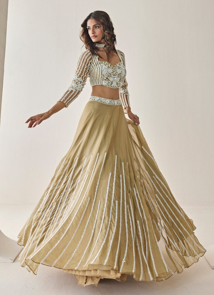 Seema Thukral Gold Georgette Lehenga SetFabilicious Fashion