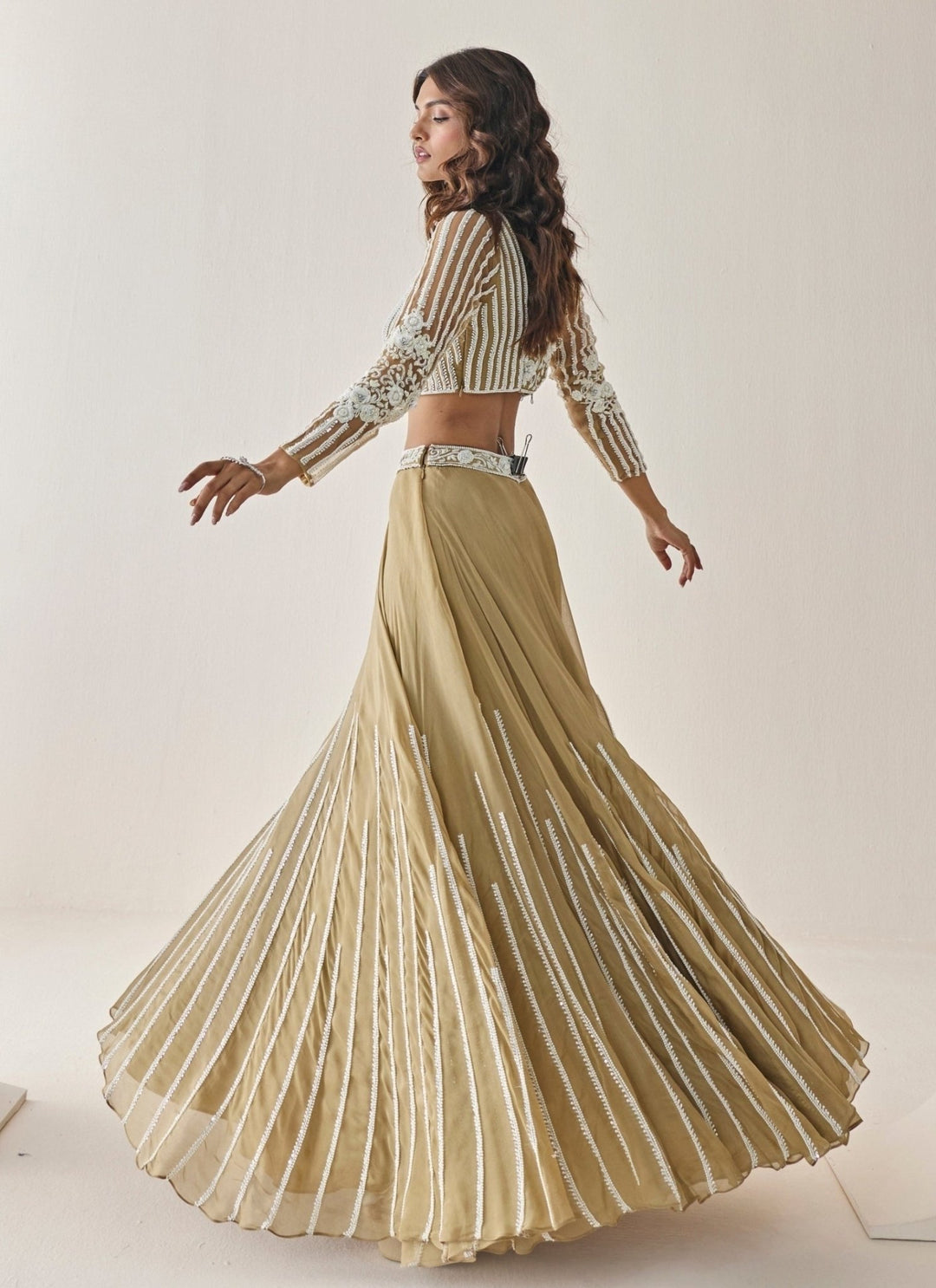 Seema Thukral Gold Georgette Lehenga SetFabilicious Fashion