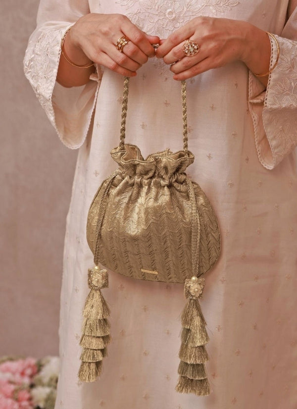 Gold Gota Embroidered Potli