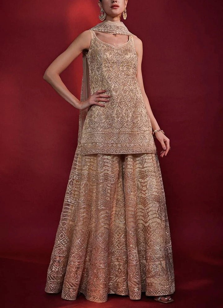 Gold Gota Embroidery Kurta Sharara Set Angad Singh - Fabilicious Fashion