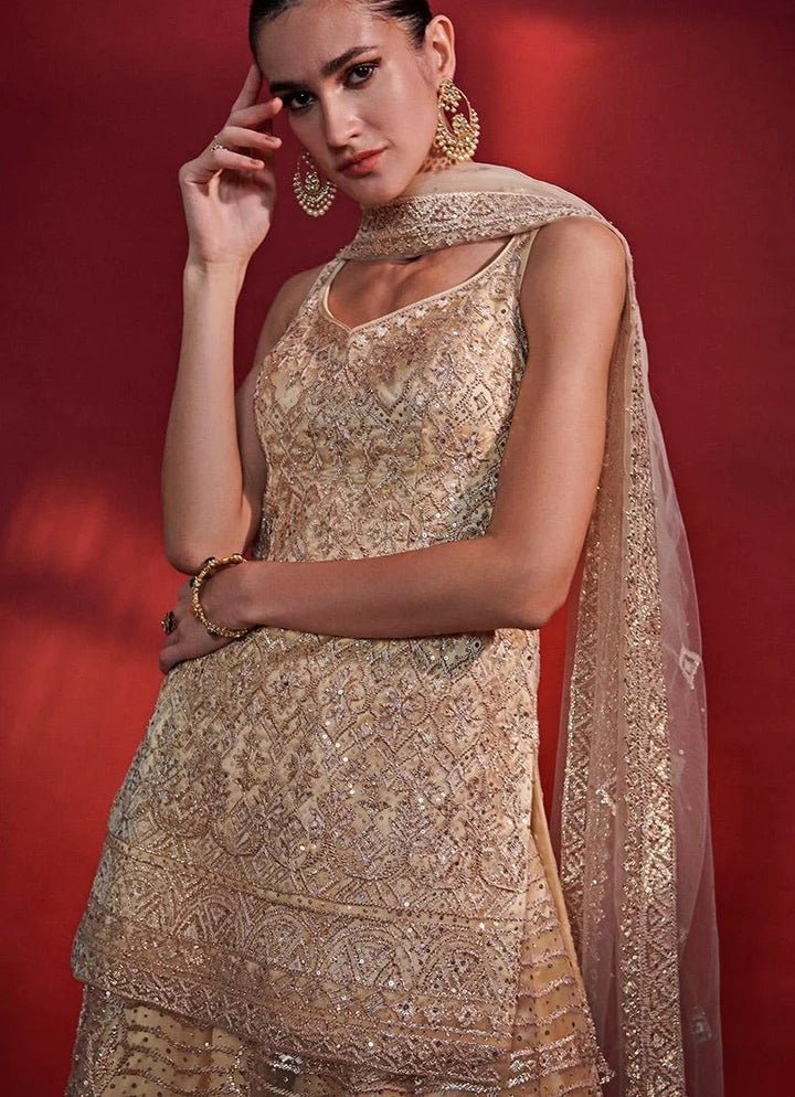 Gold Gota Embroidery Kurta Sharara Set Angad Singh - Fabilicious Fashion