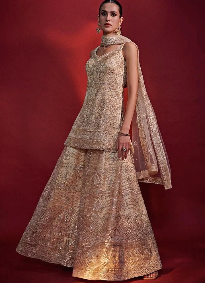 Gold Gota Embroidery Kurta Sharara Set Angad Singh - Fabilicious Fashion