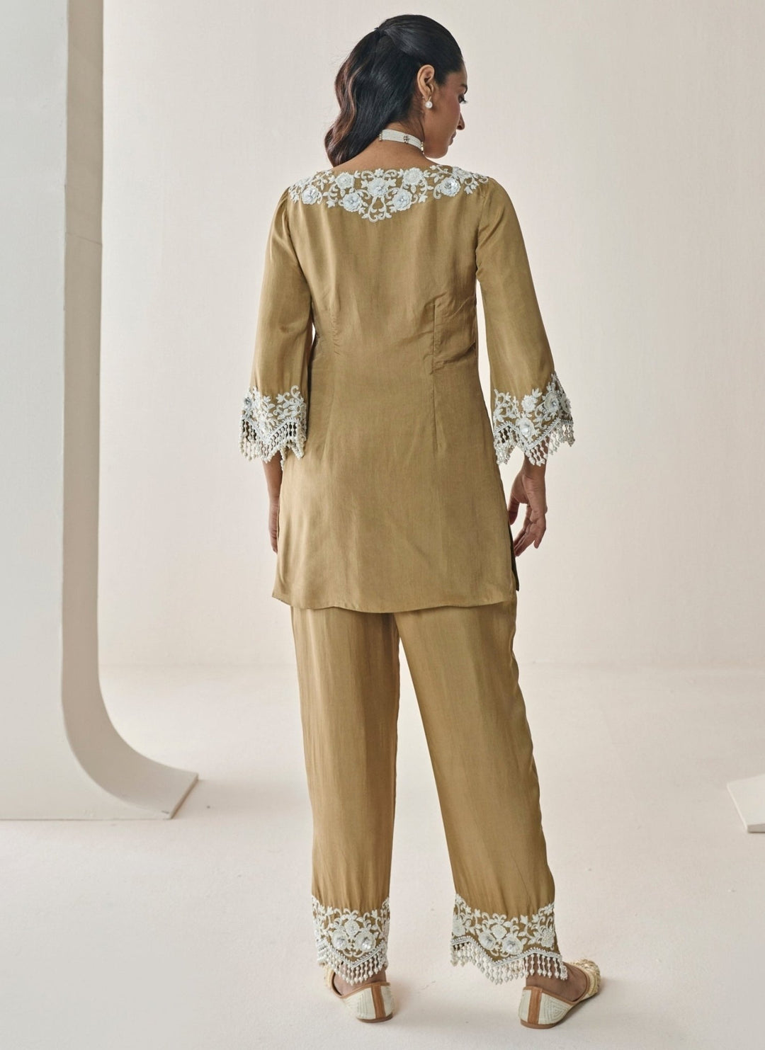 Seema Thukral Gold Habutai Silk Kurta Pants SetFabilicious Fashion