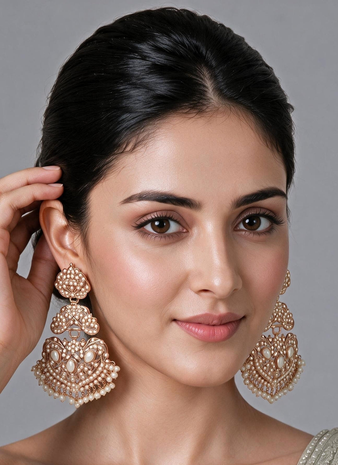 Vivinia By Vidhi Mehra Gold Jadau Pearl Embellished EarringsFabilicious Fashion