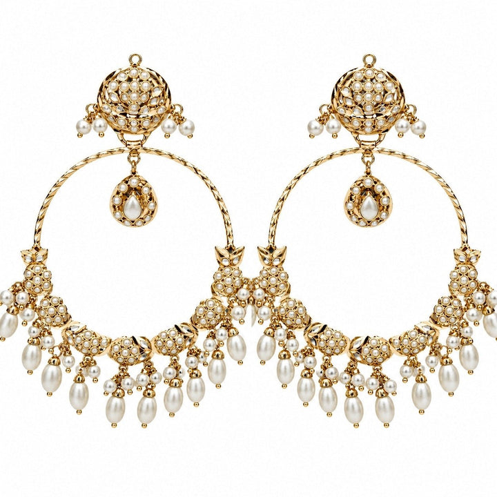 Vivinia By Vidhi Mehra Gold Jadau Pearl Embellished Hoop EarringsFabilicious Fashion