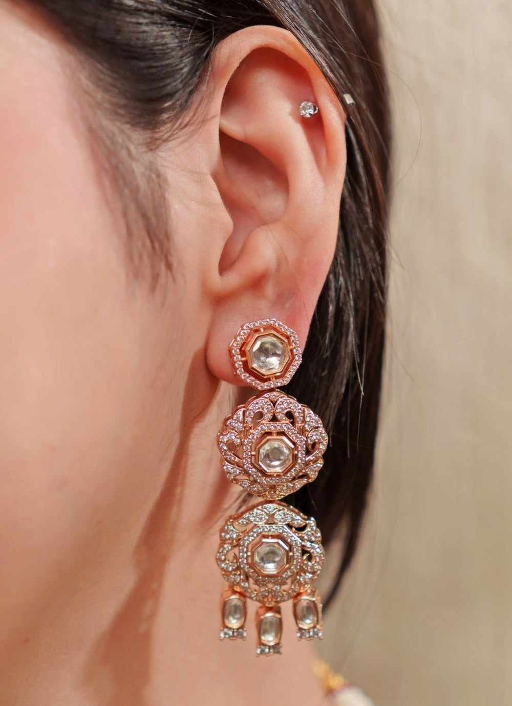Gold Kundan 2 Line Necklace Set Zevar By Geeta - Fabilicious Fashion