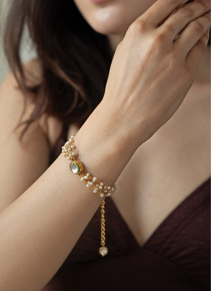 Do Taara Gold Kundan And Pearl BraceletFabilicious Fashion