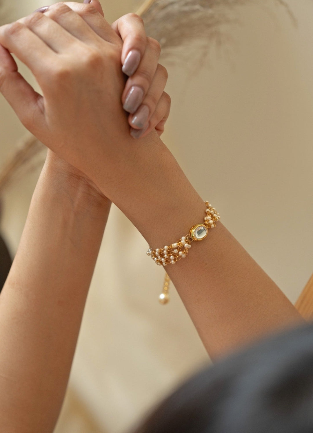 Do Taara Gold Kundan And Pearl BraceletFabilicious Fashion