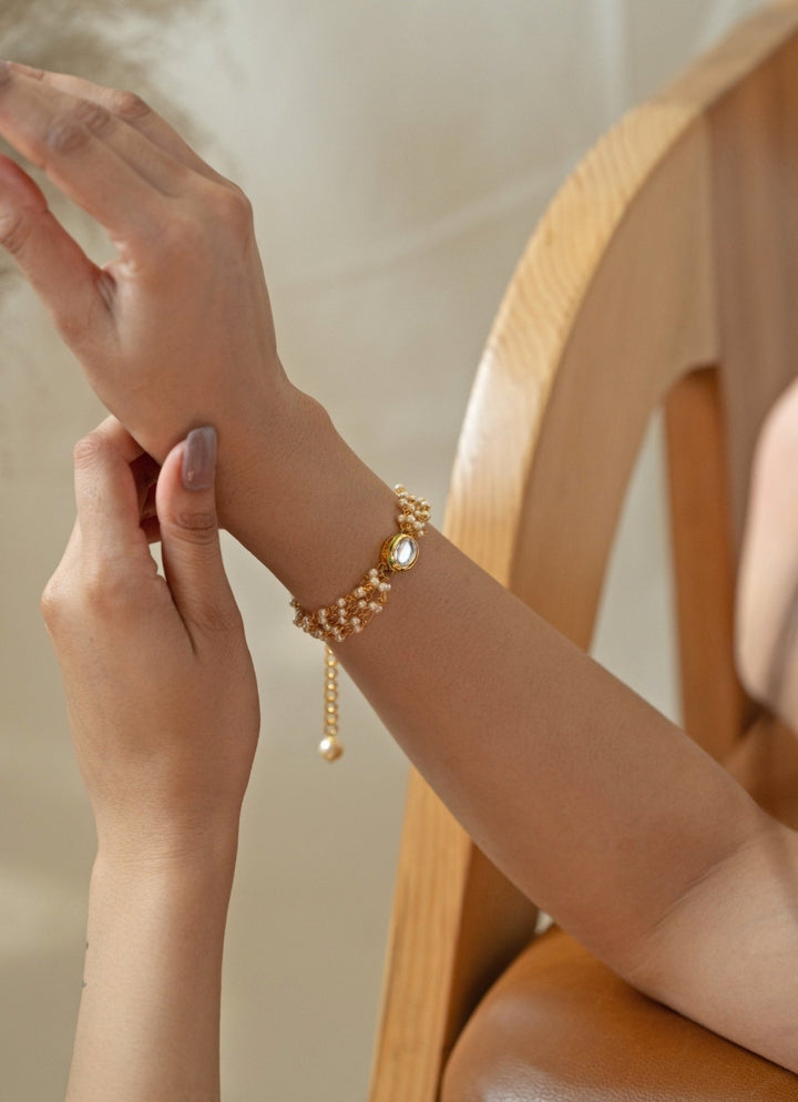 Do Taara Gold Kundan And Pearl BraceletFabilicious Fashion