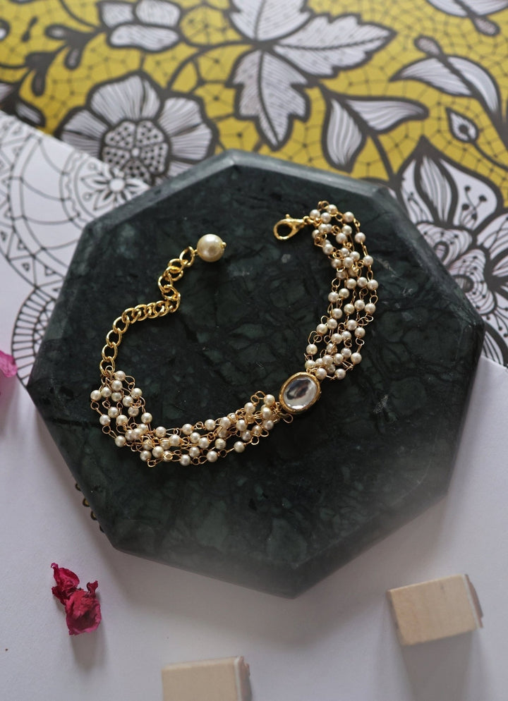 Do Taara Gold Kundan And Pearl BraceletFabilicious Fashion